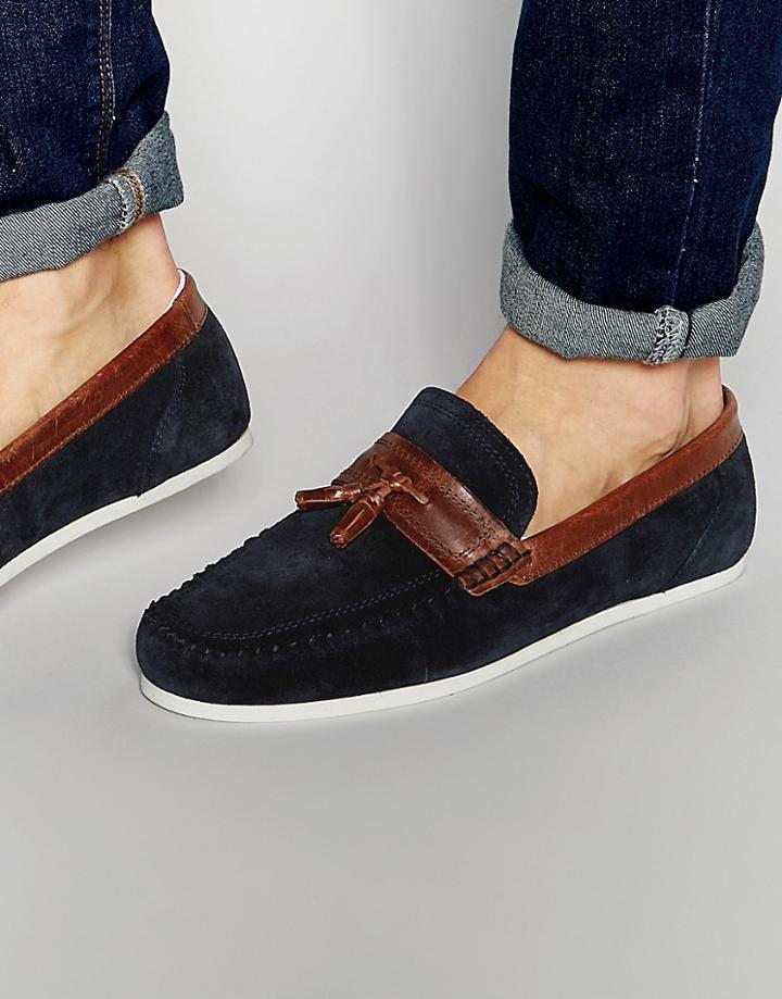 Red Tape Tassel Loafer In Blue Suede - Blue