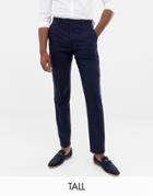 Gianni Feraud Tall Slim Fit Large Navy Herringbone Wool Blend Suit Pants - Navy