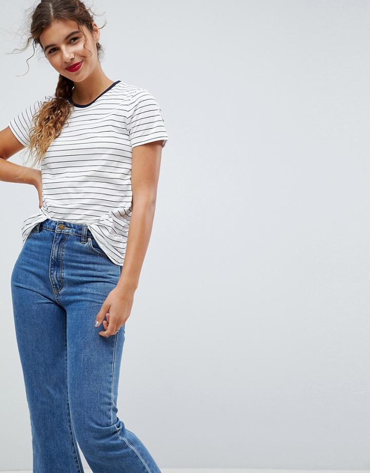 Asos Stripe Crew Neck T-shirt - White