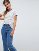 Asos Stripe Crew Neck T-shirt - White