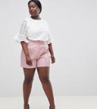 Fashion Union Plus Smart Shorts In Fine Stripe Two-piece - Pink