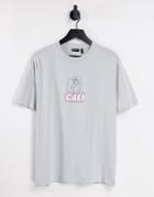 Asos Design Relaxed T-shirt In Gray With Cali Front Print-grey