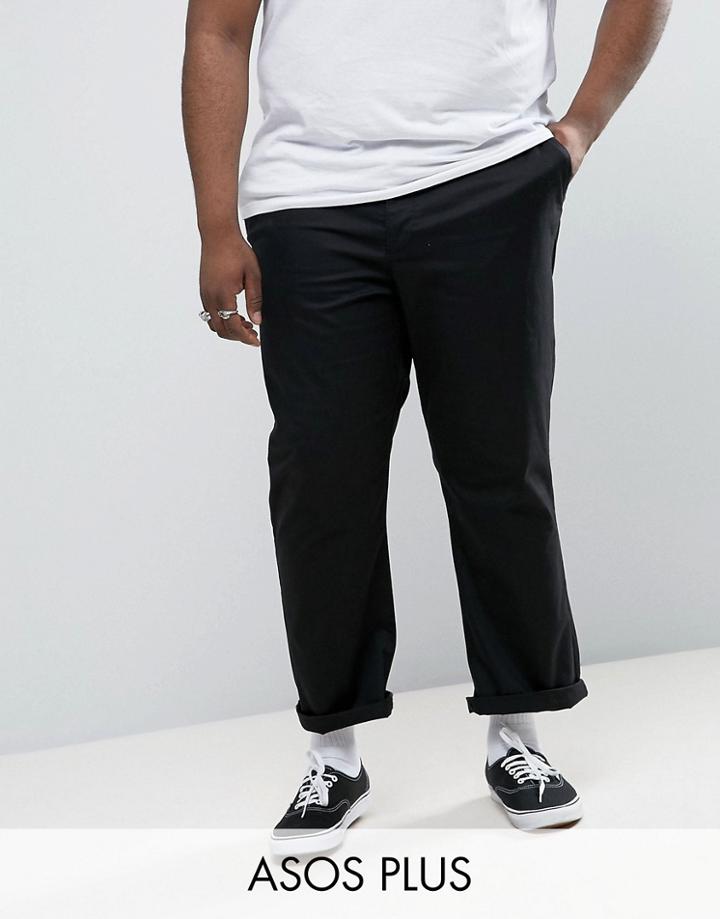 Asos Plus Straight Chinos In Black - Black