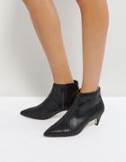 Office Acid Kitten Heel Boots - Black