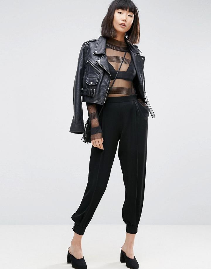 Asos Cuffed Blouson Tapered Pant - Black
