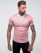 Good For Nothing Polo T-shirt In Pink With Half Zip - Pink