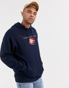 Asos Design Oversized Hoodie In Navy With Danish Flag Print