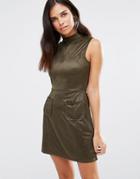 Love & Other Things High Neck Dress With Pockets - Green