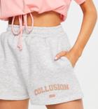 Collusion Varsity Print Mini Shorts In Heather Gray - Part Of A Set-grey