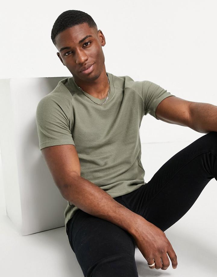Jack & Jones Core Relaxed Fit Raglan T-shirt In Khaki-green