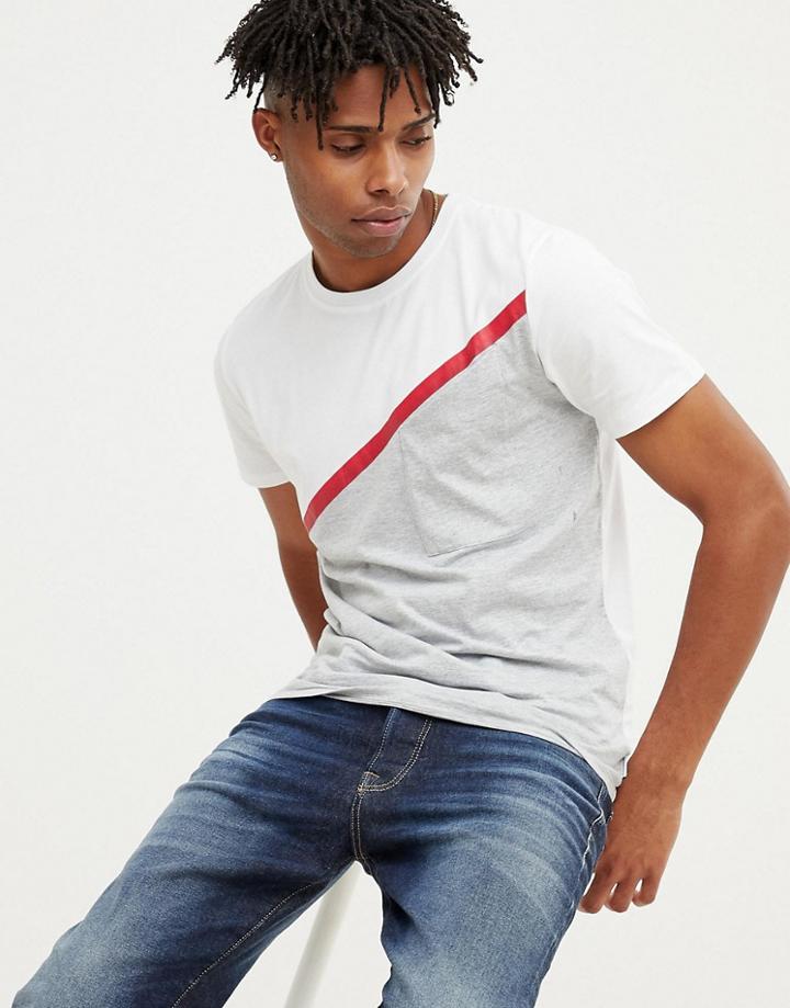 Jack & Jones Core T-shirt With Taped Seam Panel Detail - White