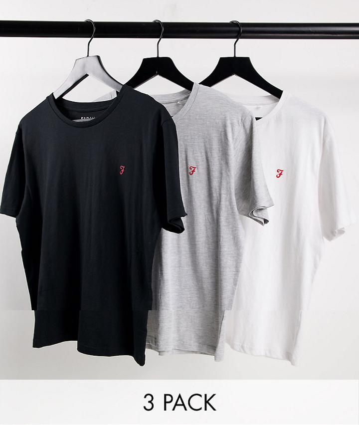 Farah Merion 3 Pack Lounge T-shirt In Multi-black