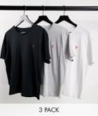 Farah Merion 3 Pack Lounge T-shirt In Multi-black