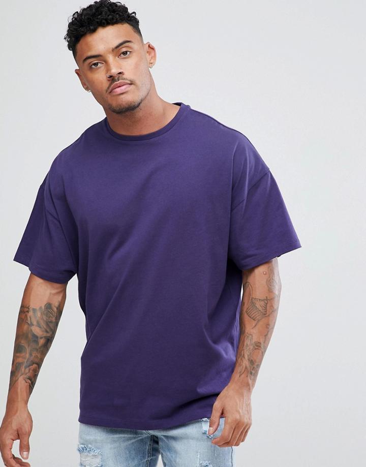 Asos Design Oversized T-shirt In Purple - Blue