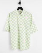 Damson Madder Organic Cotton Oversized Shirt In Check - Part Of A Set-green
