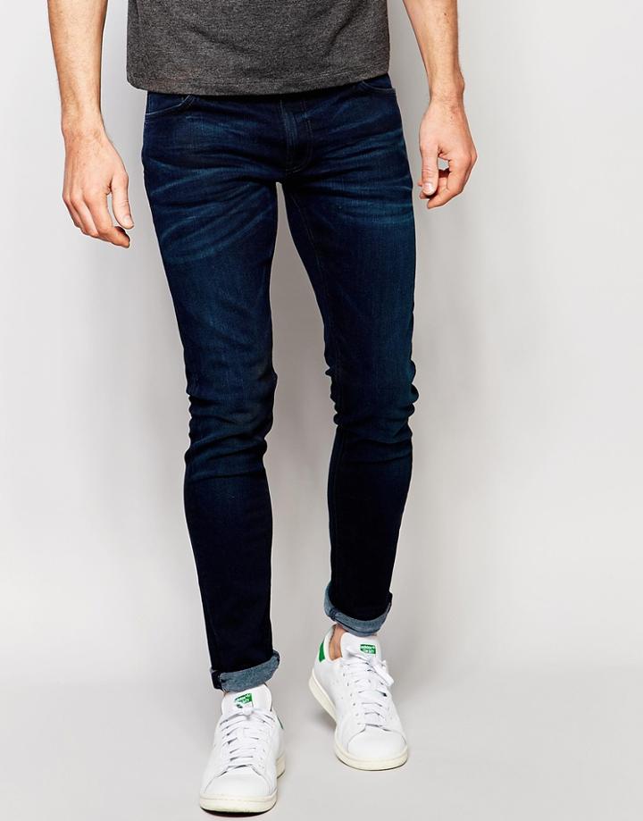 Nudie Jeans Skinny Lin Super Skinny Fit Navy Stitch Dark - Navy Stitch