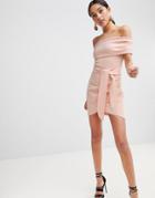 Bec & Bridge Off Shoulder Bodycon Mini Dress - Pink