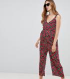 Glamorous Bloom Maternity Floral And Polka Dot Jumpsuit