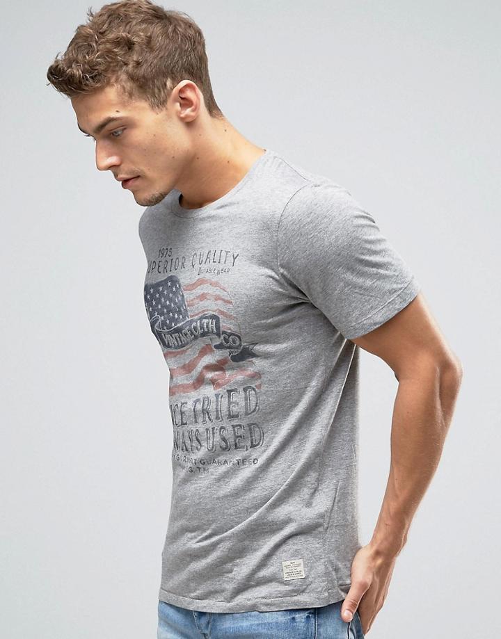 Jack & Jones Vintage Washed T-shirt With Vintage Print - Gray