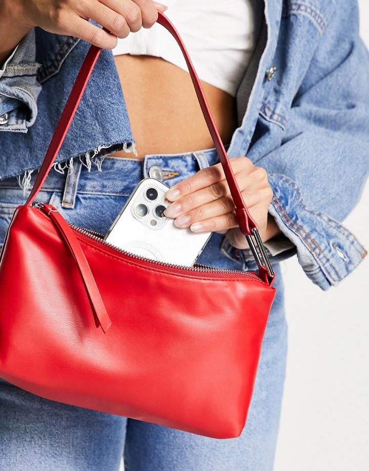 Pull & Bear 90s Shoulder Bag In Red-white