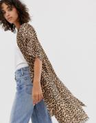 Vero Moda Leopard Print Kimono - Brown
