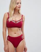 Pour Moi Glamazon High Leg Bikini Bottom In Berry-red