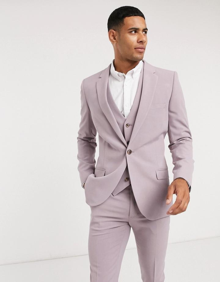 Asos Design Super Skinny Suit Jacket In Dusty Mauve-purple