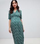 Asos Design Maternity Button Through Maxi Tea Dress In Ditsy Floral Print-multi