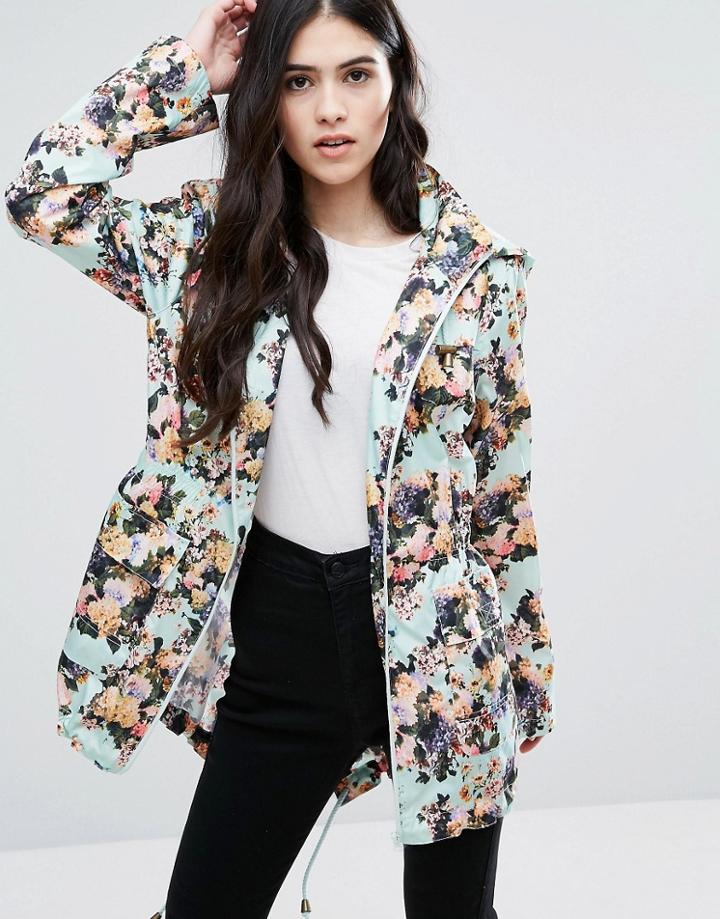 Brave Soul Floral Trench - Green