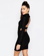 Missguided Cut Out Back Bodycon Dress - Black