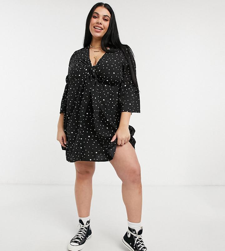 Urban Bliss Plus Tie Front Dress In Black