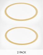 Orelia Two Bangle Pack With Patterned Edge - Pale Gold