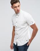Esprit Short Sleeve Cotton Shirt With Fleck Detail - White