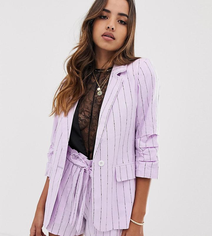 Parallel Lines Blazer In Pinstripe Two-piece - Purple