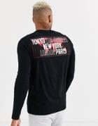 Asos Design Long Sleeve T-shirt With City Back Print-black