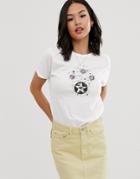 Asos Design T-shirt With Mystical Print In Organic Cotton - White