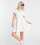 Noisy May Petite Mini Smock T-shirt Dress With Pocket Detail In White