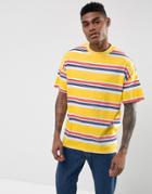 Asos Oversized Stripe T-shirt In Yellow - Yellow