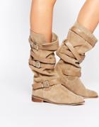 Asos Candid Suede Knee High Boots - Sand