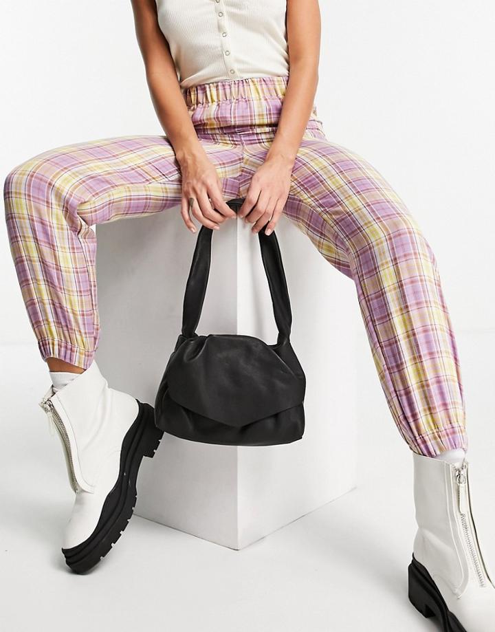 Vintage Supply High Waist Sweatpants In Lilac Check-purple