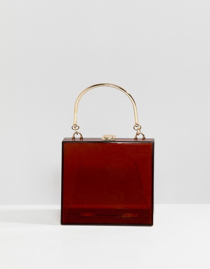 Asos Design Triangular Plastic Clutch Bag - Brown