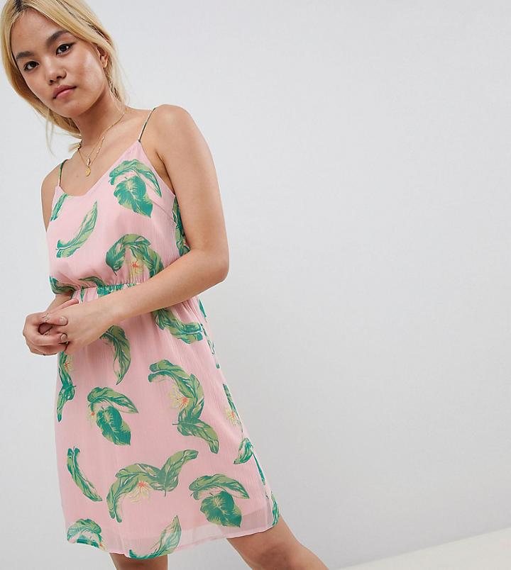 Vero Moda Petite Pink Tropical Cami Mini Dress-multi