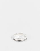Asos Design Sterling Silver Band Ring With Hammered Detail