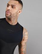 Asos 4505 Sleeveless T-shirt With Compression Panels And Back Print - Black