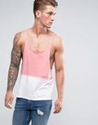 Asos Extreme Racer Back Tank In Raw Edge With Dip Dye In Pink - Pink