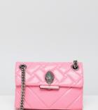 Kurt Geiger Mini Kensington Pink Leather Chevron Cross Body Bag - Pink