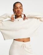 Stradivarius Ribbed Knitted Sweater In Cream - Part Of A Set-neutral