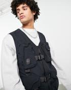 Topman Utility Vest In Black