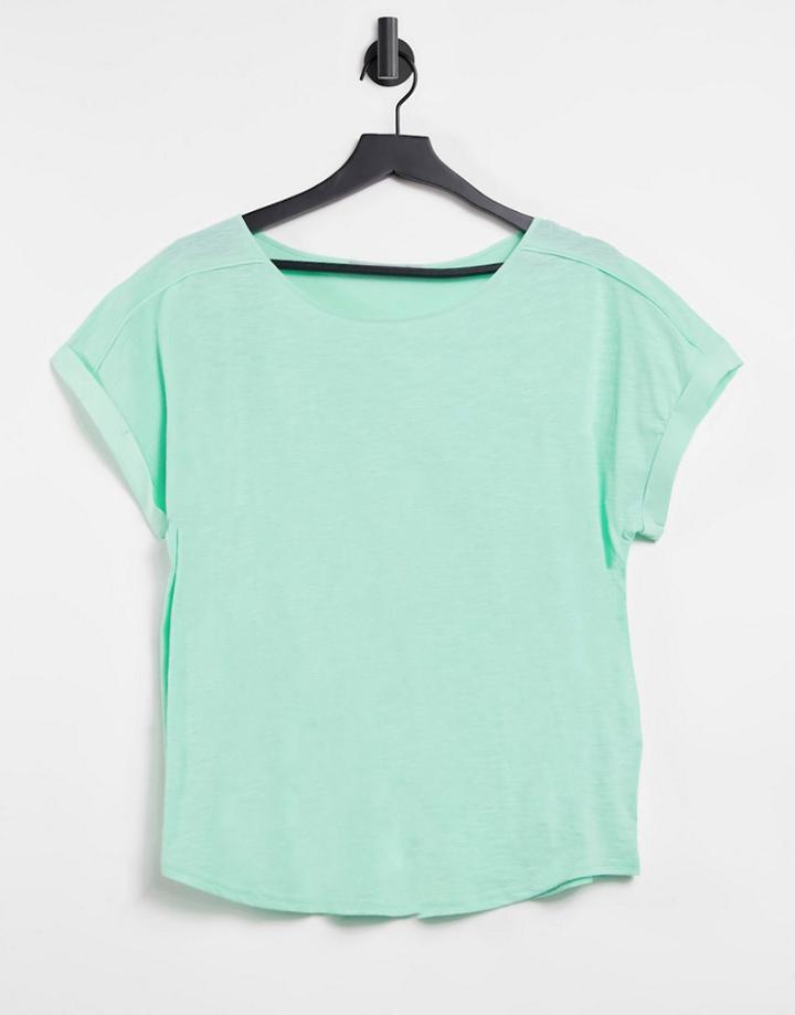 Oasis Roll Sleeve T-shirt In Pale Green