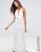 Asos Tall Jersey Halter Maxi Beach Dress - White